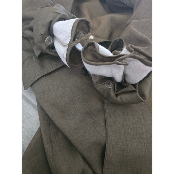 J. Gallery Petite Trench Coat Women 5/6 Olive Green Belted Double Breasted Liner - Picture 12 of 12